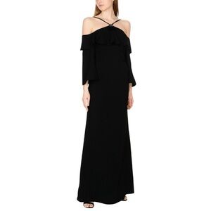 US 12 ROBERTO CAVALLI Black 3/4 Sleeves Maxi Dress NWT